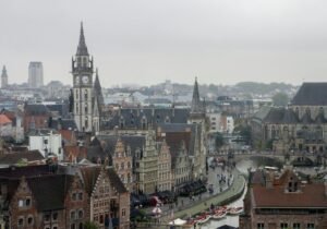 aerial view of medieval architecture in ghent